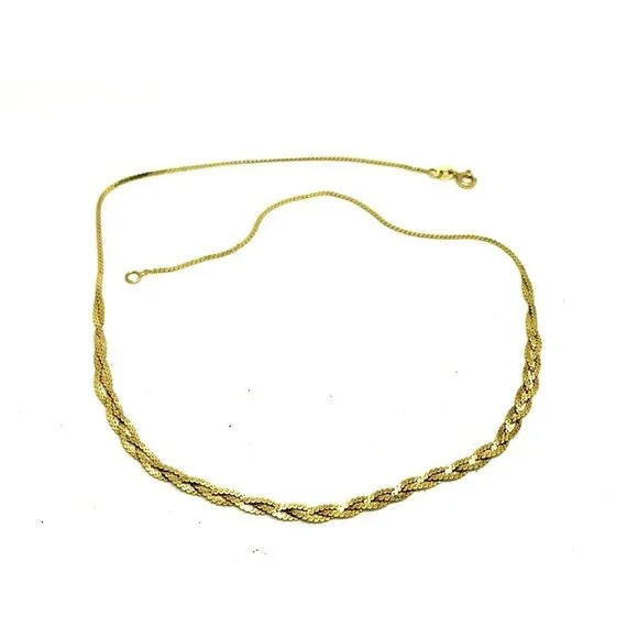 Woven Necklace 14k Yellow Gold 4.1 Grams 16'' Italy Women's Estate Jewel… Necklaces